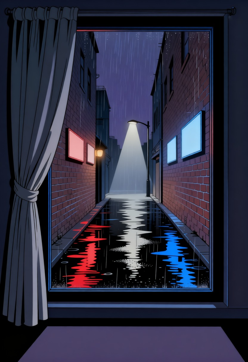 ― 창밖엔, 방금 그린 그 골목이 있었다.